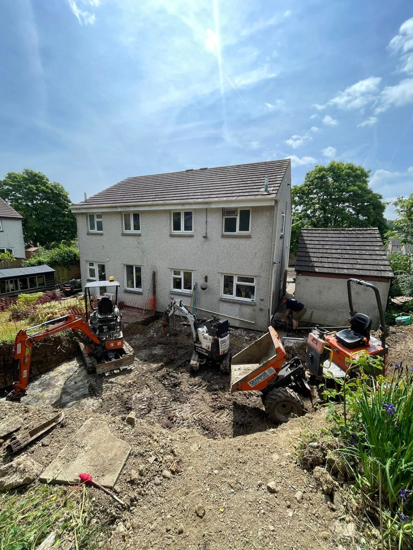 Property renovation and groundworks in progress