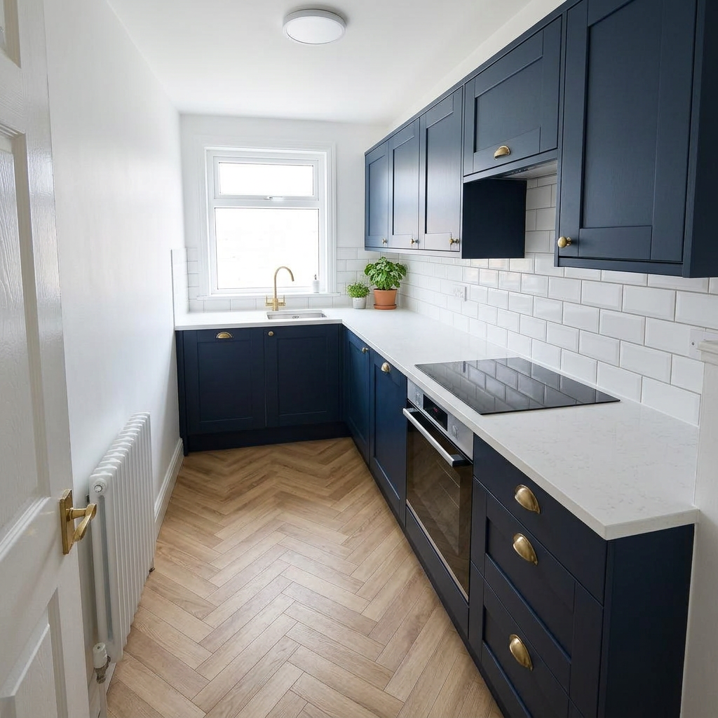 A renovated navy shaker kitchen by Habitant